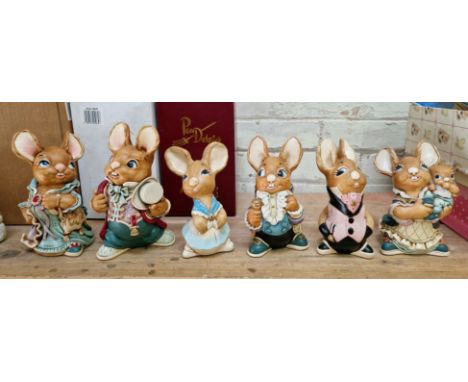 Six PenDelfin Figures to include, Aunt Ruby, Uncle Henry (both with boxes), Mother Rabbit, Father Rabbit, Uncle Soames, Mothe