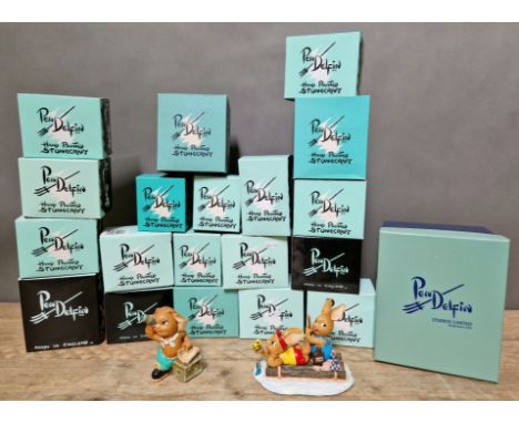 A box of twenty assorted PenDelfin figures to include The Raft (LE 250), Sunny blue, Jim-Lad turo, Angelo blue, Sandie turo, 