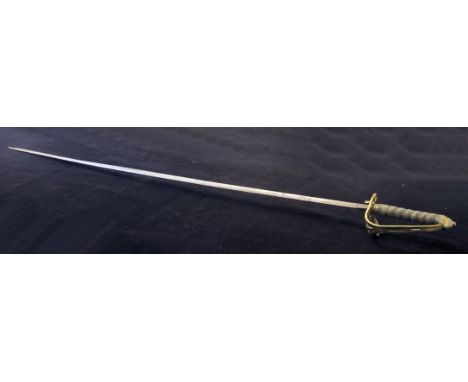 A Victorian Officer's Service Sword by Henry Wilkinson, the blade numbered 10852, with wire wound shagreen grip and brass gua