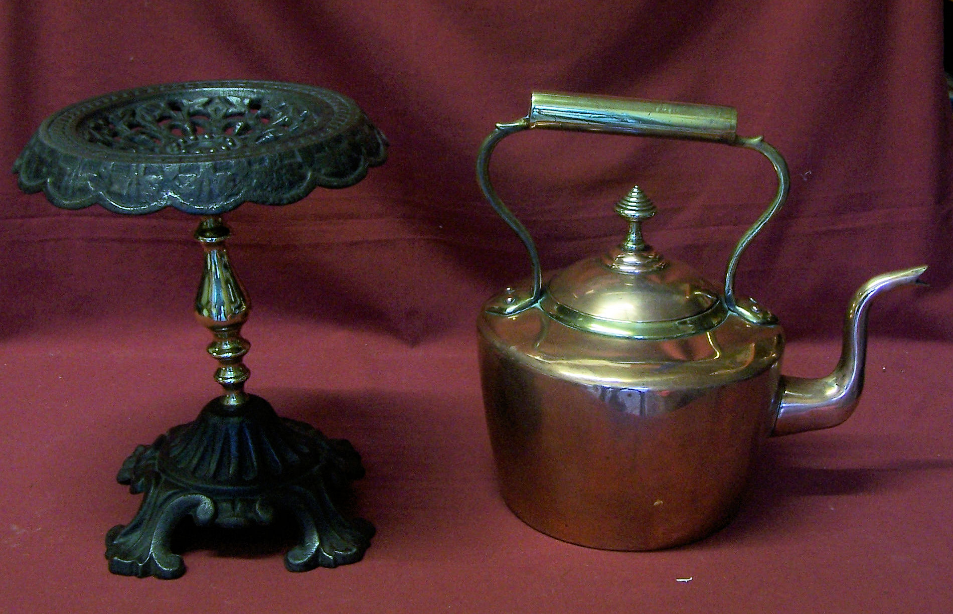 A Victorian cast iron and brass Kettle Stand, and a 19th century