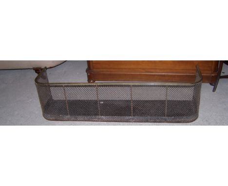 A 19th century brass and wire mesh low Fireguard, 3' 9" (114cms) wide.