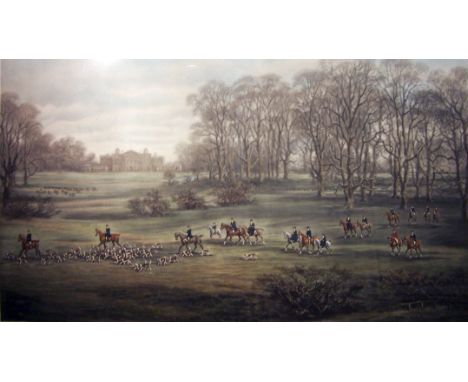 GEOFFREY DOUGLAS GILES (1857-1941); a set of four artist signed Coloured Hunting Prints "The Duke of Beaufort's", each 15" (3