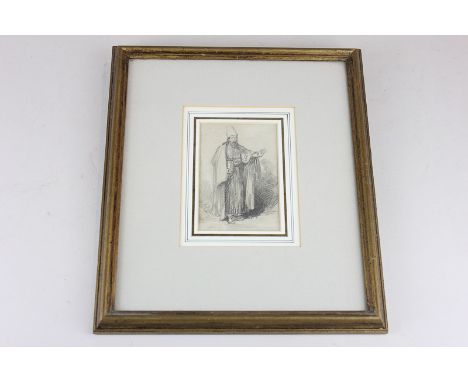 Attributed to Frederick Walker (1840-1875), study of an orthodox priest, pencil sketch, reverse with label and inscription fr