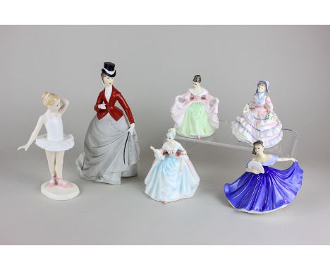 Five various Royal Doulton figures including Little Ballerina (HN3395), Elaine (HN3214), Sara (HN3219), Hannah (HN3649) and D