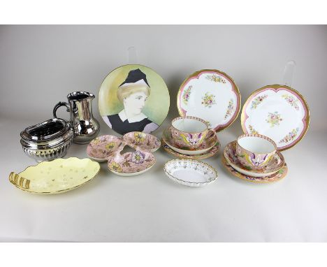 Various pieces of decorative china including a Carlton ware dish, cabinet plates, a Spode dish, teacups, saucers and other it