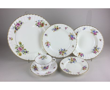 A Royal Worcester Roanoke pattern tea and dinner set for one including dinner, dessert and side plate, bowl and tea cup and s