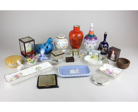 A Rosenthal bottle neck vase, various Royal Crown Derby, Royal Worcester, Royal Albert and Wedgwood dishes, together with oth