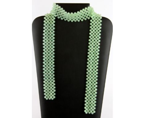 A complex jade bead scarf necklace, L. 94.5cm.