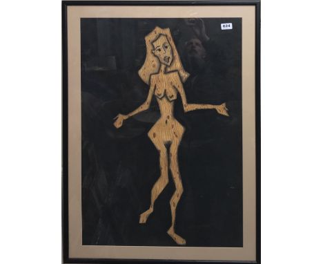 A framed lithograph signed Laura Nobleck '94, framed size 95 x 70cm.