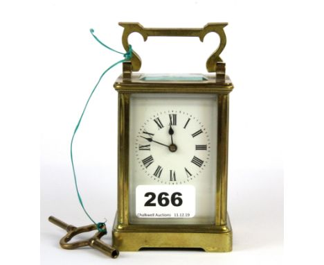 A French brass carriage clock, H. 11cm.