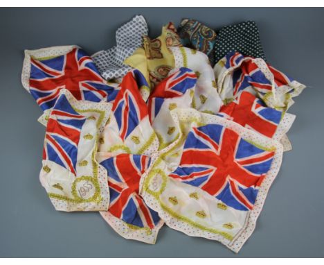 Eleven 1953 Queen Elizabeth II Coronation scarves together with four other vintage scarves.