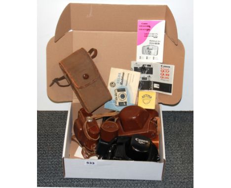 A Canon QL camera and others.