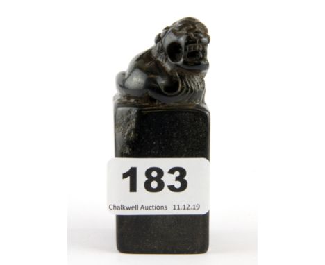 A 20th Century Chinese carved black soapstone scholars seal, H. 8.5cm.