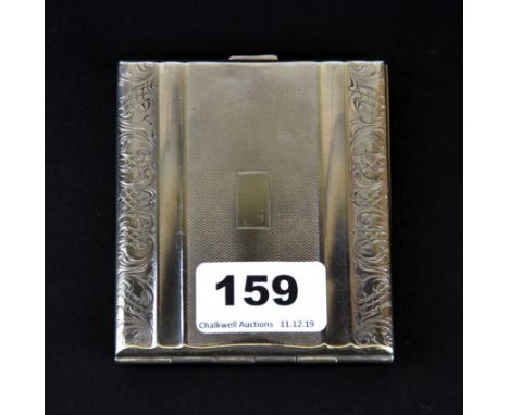 An Art Deco white metal cigarette case with engine turned decoration, size 9 x 8cm.