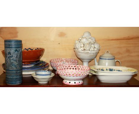 A group of mixed ceramic items.