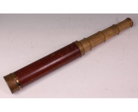 A 19th century brass and mahogany clad four drawer telescope, stamped Dolland, London 107cm overall. Condition Report / Extra