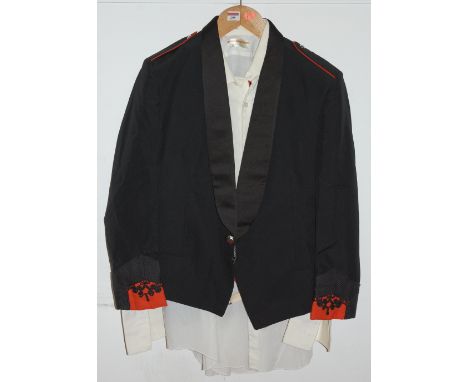 A South African army mess dress uniform comprising of shirt, waistcoat jacket and trousers.