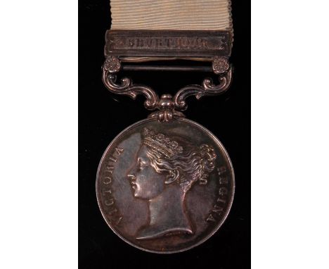 An Army of India (1799-1826) medal, short hyphen reverse die type with Bhurtpoor clasp, impressed naming to LIEUT. WINDSOR PA