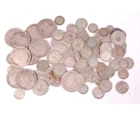 Great Britain, quantity of Victorian and later silver coins to include; half crowns, shillings, sixpences etc (approx 80)