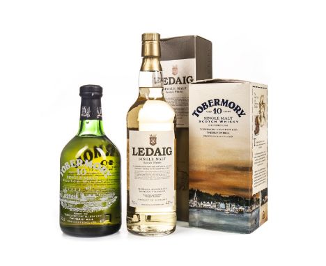 TOBERMORY AGED 10 YEARS Single Malt Scotch Whisky 70cl, 40% volume, in carton. LEDAIG Single Malt Scotch Whisky 70cl, 42% vol