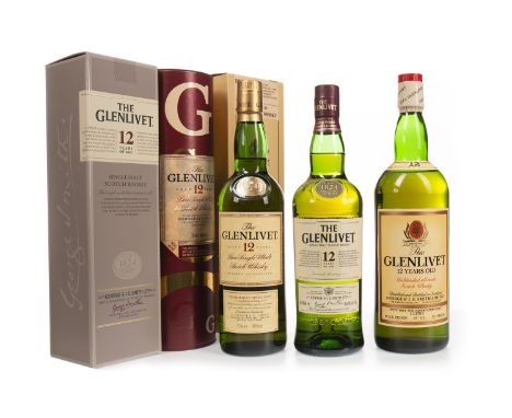 GLENLIVET AGED 12 YEARS (2) Single Malt Scotch Whisky 70cl, 40% volume, in tube and carton. GLENLIVET AGED 12 YEARS - ONE LIT