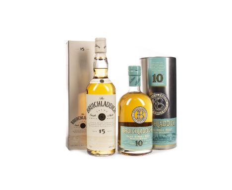 BRUICHLADDICH AGED 15 YEARS Single Malt Scotch Whisky 70cl, 40% volume, in carton. BRUICHLADDICH AGED 10 YEARS Single Malt Sc
