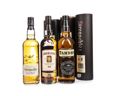 STRONACHIE 12 YEARS OLD Single Malt Scotch Whisky 70cl, 43% volume, in tube. TAMDHU Single Malt Scotch Whisky 70cl, 40% volum