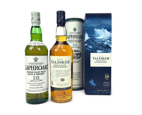 TALISKER AGED 10 YEARS Single Malt Scotch Whisky 70cl, 45.8% volume, in carton. LAPHROAIG 10 YEARS OLD Single Malt Scotch Whi