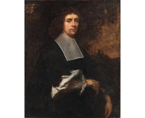 Niederländische Schule17. Jhdt.103 x 83 cm, o.R.Portrait des Geistlichen Adamus Kley. Öl/Lwd., doubl., oben links bezeichnet 