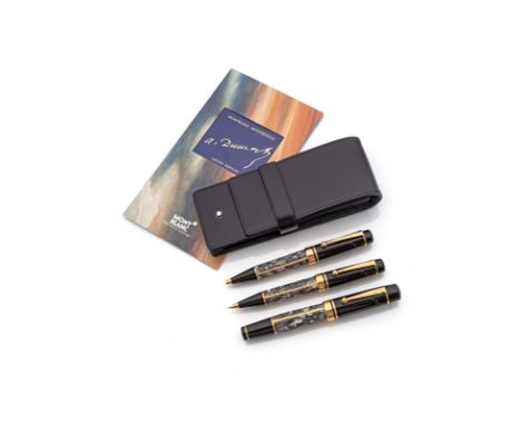 Mont Blanc - Alexander DumasHamburg, 1993L. 13/13,5 cm/15 cm (Etui)Set Kolben - Füllfederhalter gebraucht, Bleistift, Kugelsc