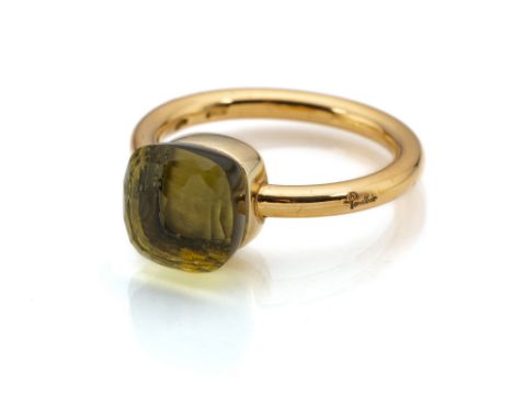 Pomellato-RingItalienRM 55/56750/000 Roségold. Model Nudo mit einem Praesolith gefasst ca. 8,5 g.Süddeutsche Privatsammlung
