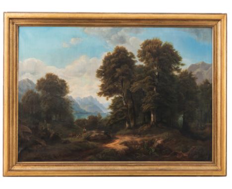 Canstatt, LauraWürzburg 1811 - Wiesbaden 1906125 x 177 cmLandschaft beim Brienzer See. Öl/Lwd.Möglicherweise nach einem Motiv