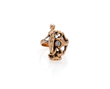 Ring mit Darstellung von Eva und der SchlangeAnfang 20. Jh.RM 53750/000 Rose-Gold (getestet) Ring in Form einer Schlange mit 