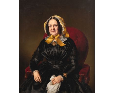 Verreyt, Jacob JohannAntwerpen 1807 - Bonn 1872108 x 87 cmPortrait einer Witwe im Lehnstuhl sitzend, möglicherweise Barbe-Nic