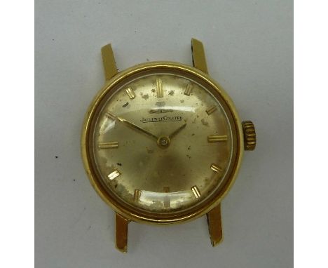 A lady's 18ct gold Jaeger LeCoultre manual wind wristwatch, 20mm diameter, circa 1980's, not working. 