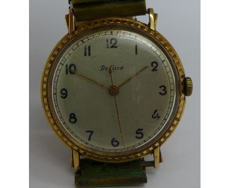 A gentleman's 18ct gold E Borel De Luxe manual wind wristwatch, calibre 1080, 335mm diameter, circa 1960's, working 