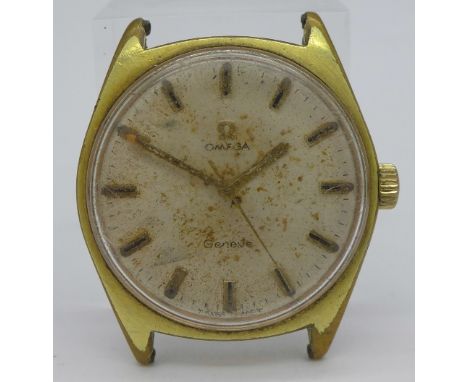 A gentleman's gold plated Omega Geneve manual wind wristwatch, calibre 601, 34mm diameter, circa 1970's, working