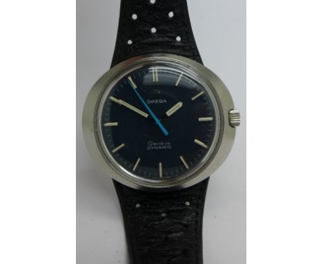 A gentleman's stainless steel Omega Geneve Dynamic manual wind wristwatch, 415mm diameter, circa 1970, working, with pierced 