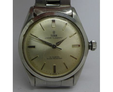 A gentleman's stainless steel Tudor Oyster Elegant manual wind wristwatch, 34mm diameter, circa 1960, working, fitted with an