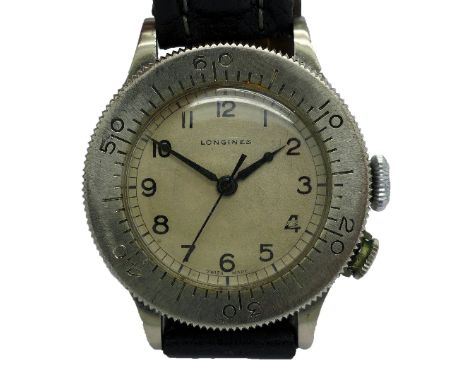 A rare gentleman's stainless steel Longines Weems British Military R.A.F. Navigators manual wind wristwatch, calibre 12.68N, 