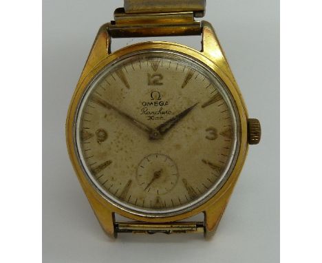 A gentleman's gold plated Omega Ranchero 30mm manual wind wristwatch, calibre 267, 36mm diameter, circa 1959, working