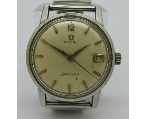 A gentleman's stainless steel Omega Seamaster calendar manual wind wristwatch, calibre 610, 33.5mm diameter, circa 1960, work