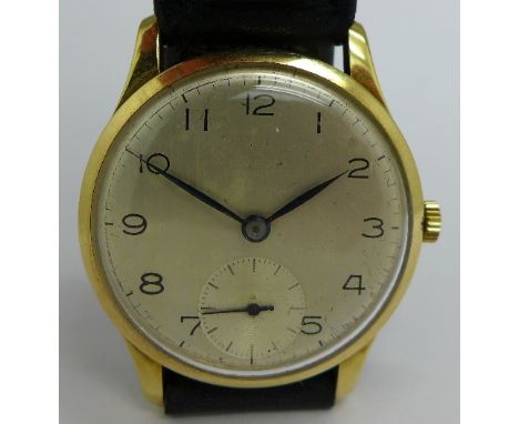 A gentleman's 14ct gold Omega manual wind wristwatch, calibre 265T3, 30mm diameter, circa 1944, working 