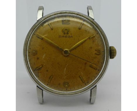 A gentleman's Omega manual wind wristwatch, calibre 30.T2 SC, Staybrite case, 32.5mm diameter, circa 1943, working. 