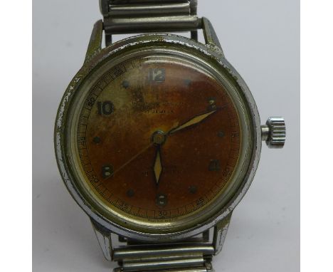 A gentleman's Girard Perregaux manual wind wristwatch, 31.5mm diameter, circa 1945, working. Fitted with a Bonklip style brac