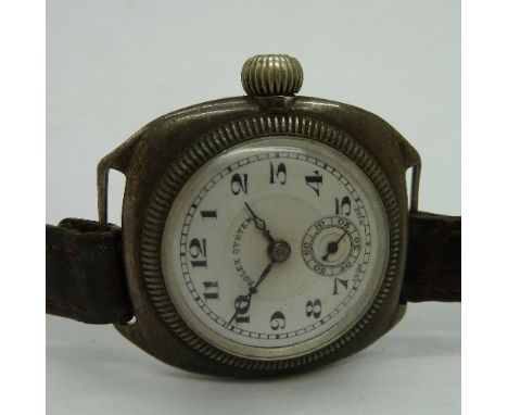 A mid-sized silver Rolex Oyster manual wind wristwatch, 28mm diameter, circa 1920's, not working. 