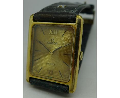 A gentleman's gold plated Omega De Ville manual wind wristwatch, calibre 620, 24mm diameter, circa 1971, working 