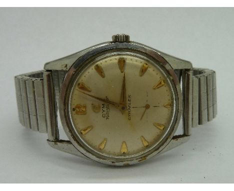 A gentleman's stainless steel Cyma Navystar Cymaflex manual wind wristwatch, 34mm diamter, circa 1960, working