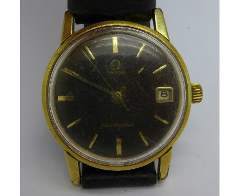 A gentleman's gold plated Omega Seamaster calendar manual wind wristwatch, calibre 610, 33.5mm diameter, circa 1961, working