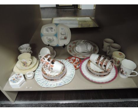 A selection of ceramics including tea cup and saucer sets also Midwinter snack dish